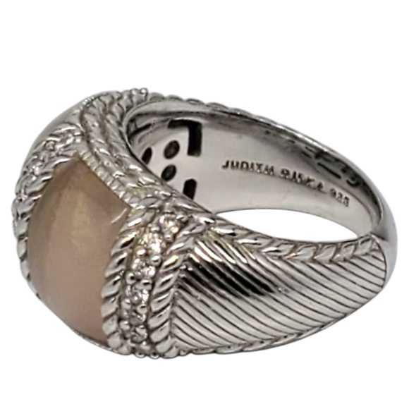 Judith Ripka Sterling Mother Of Pearl & Rose Quartz Ring Size 7 #21107 - Picture 3 of 9